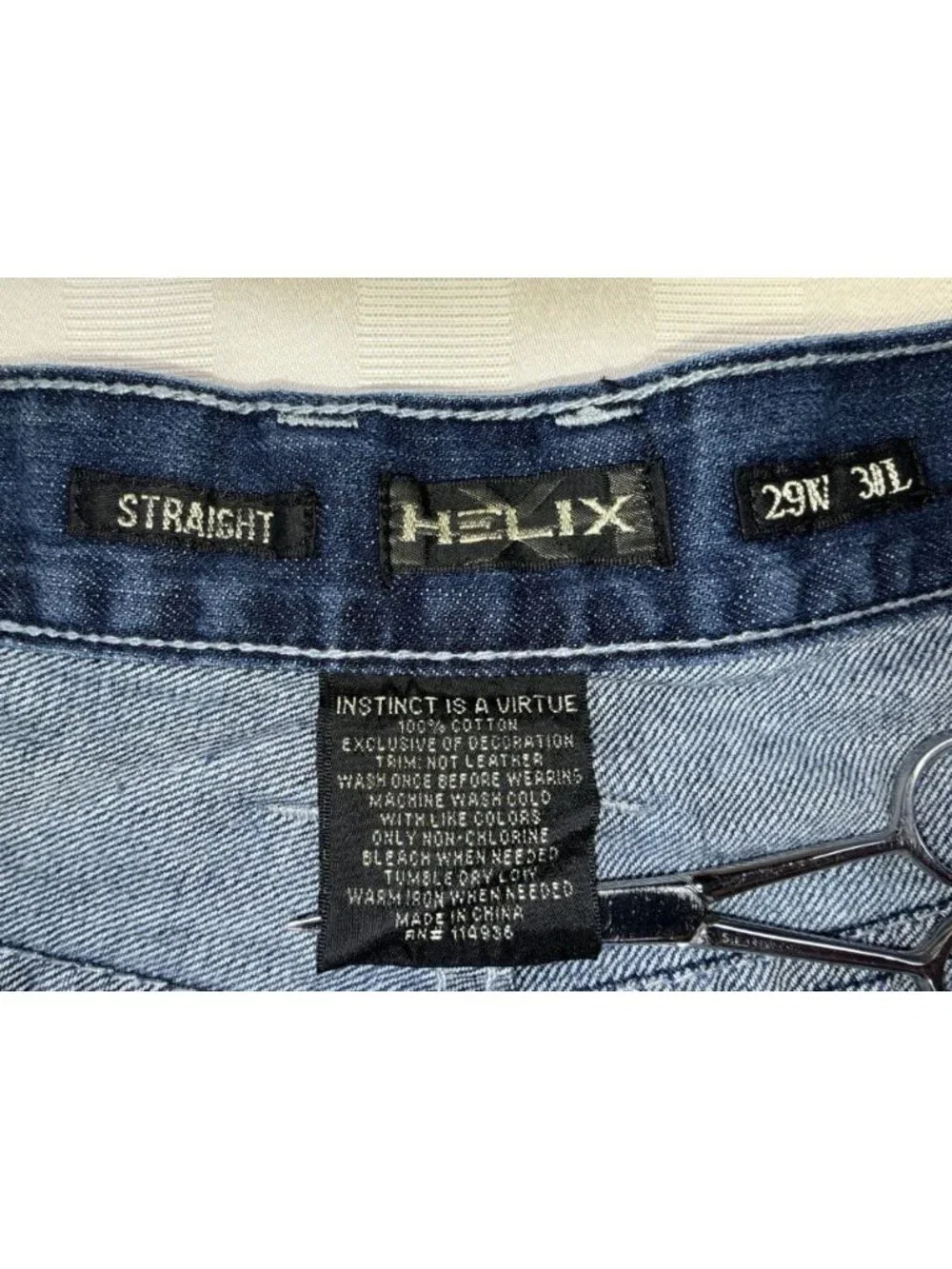 Helix Jeans Mens 29X30 Straight Leg Embroidered Y2K Cotton Grunge Goth Logo Flap